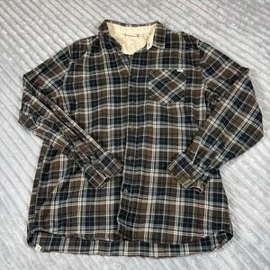 Vans Shirt Mens XL Blue Brown Plaid Flannel Button Down Long Sleeve Pockets